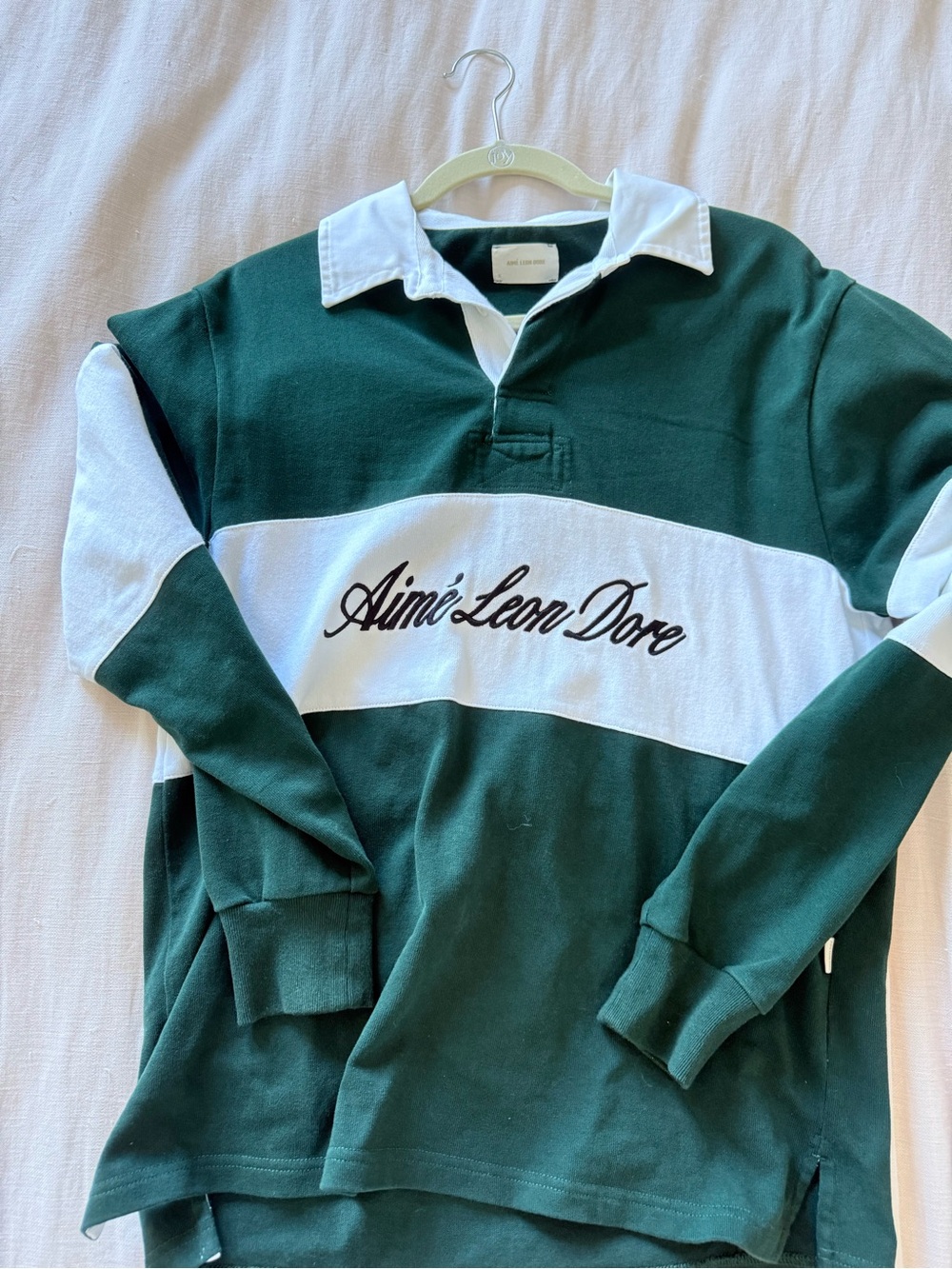 Aime Leon Dore Dark Green & White Rugby Pullover